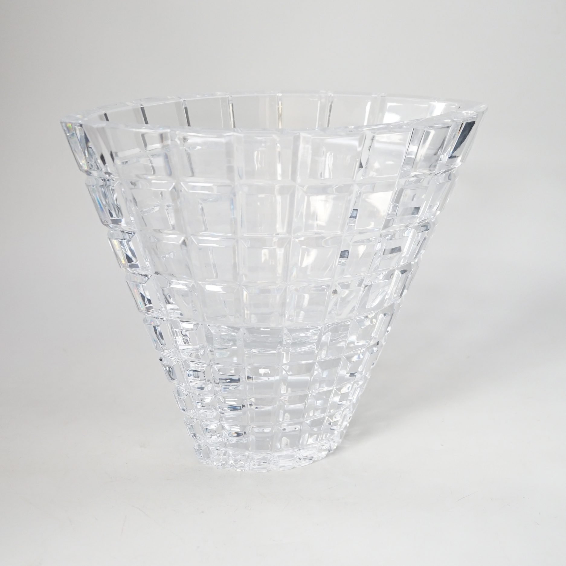 A collection of mixed cut glass vases etc, tallest 20cm high